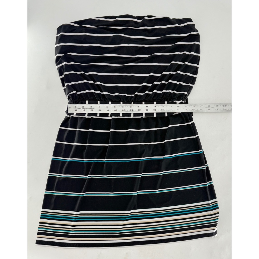 White House Black Market Liquid Knit Striped Strapless Belted Dress Size L Boho View 6